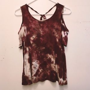 Cold Shoulder Tie Dye Top